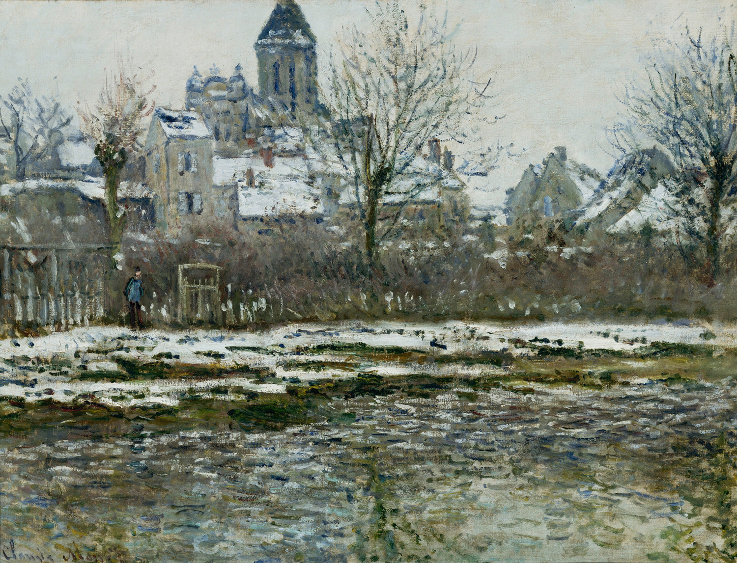 The Church at Vétheuil, Snow, 1878-1879 - Oil Painting Haven