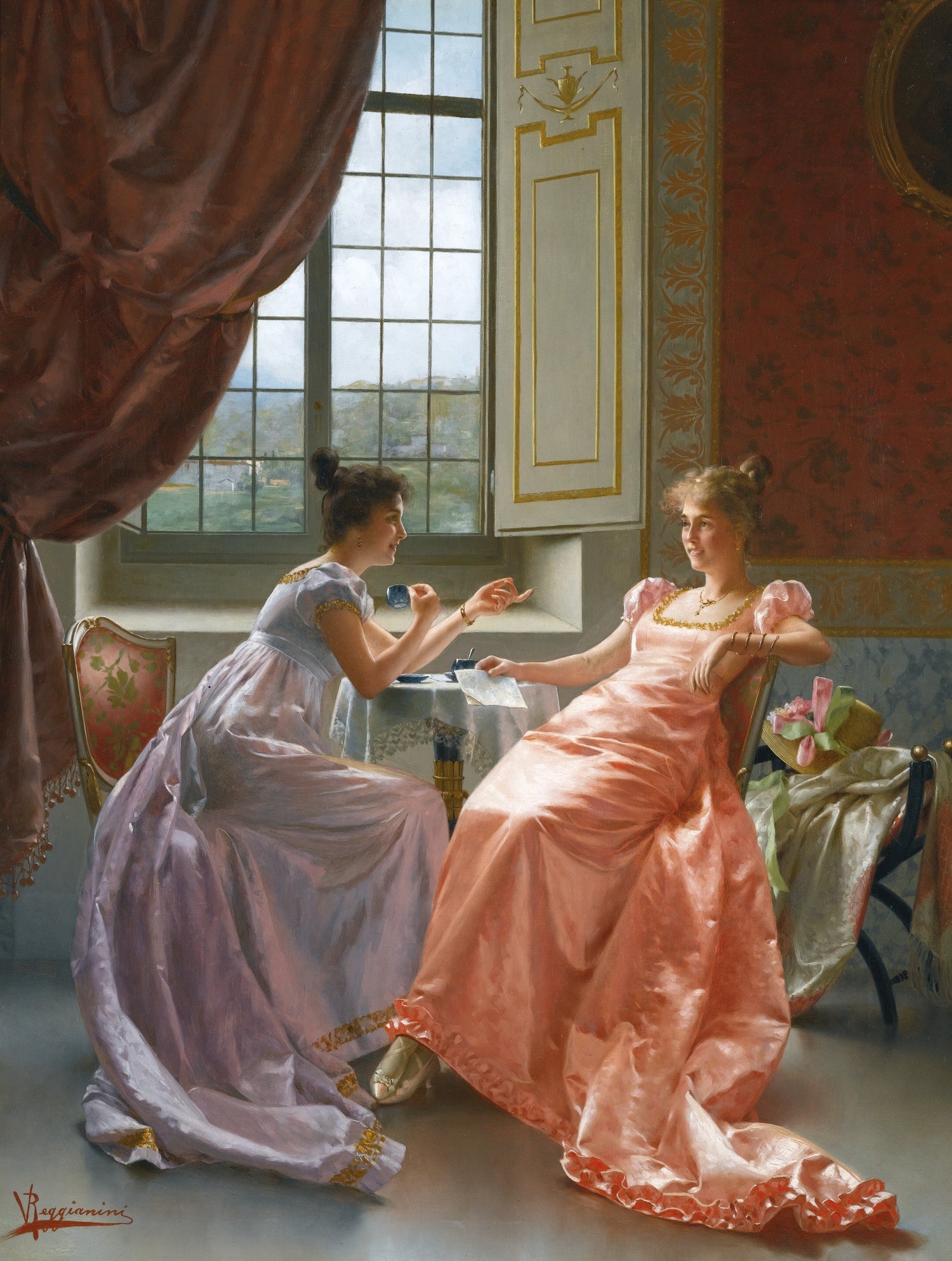 VITTORIO REGGIANINI-AN AMUSING LETTER - Oil Painting Haven