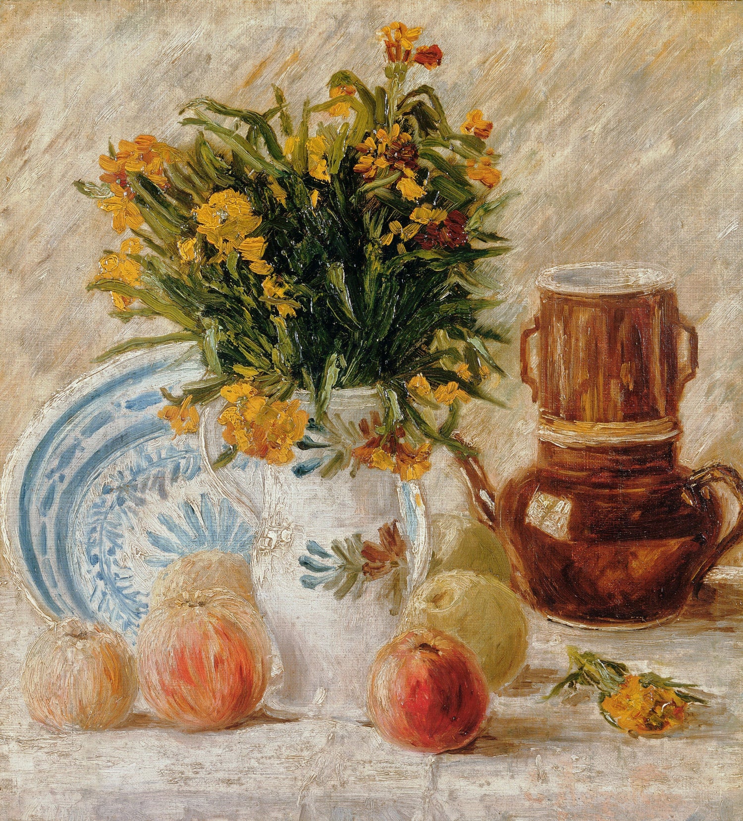 Vase with Flowers, Coffeepot and Fruit - Oil Painting Haven