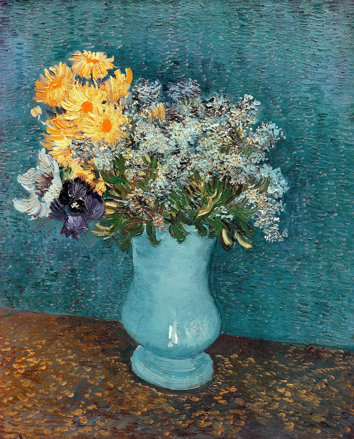 Vase with Lilac, Margerites and Anemones - Oil Painting Haven