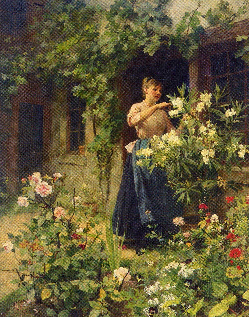 Victor_Gabriel_Gilbert_Gardening - Oil Painting Haven