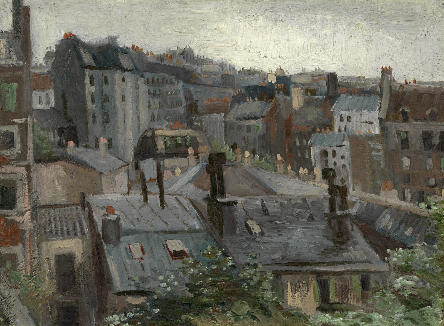 View of Roofs and Backs of Houses - Oil Painting Haven