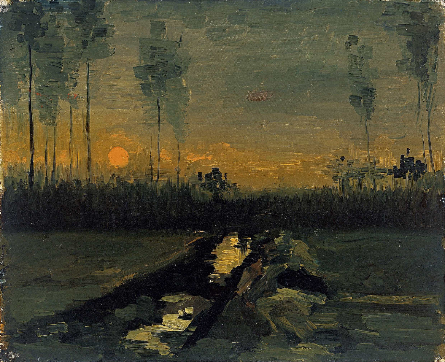 Vincent_van_Gogh_-_Landschap_bij_zonsondergang - Oil Painting Haven