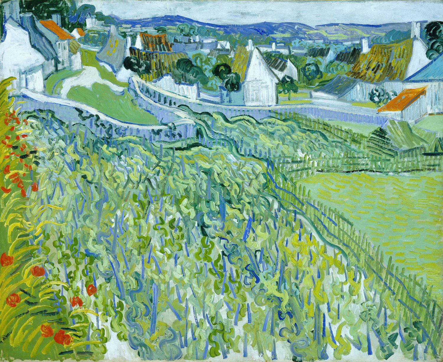 Vineyards with a View of Auvers - Oil Painting Haven