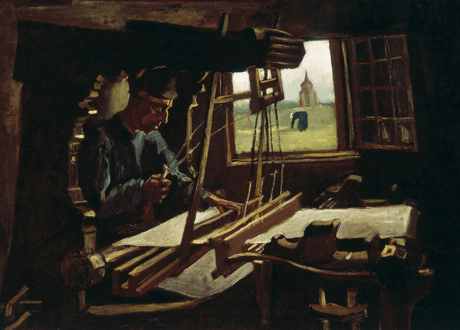 Weaver near an Open Window - Oil Painting Haven