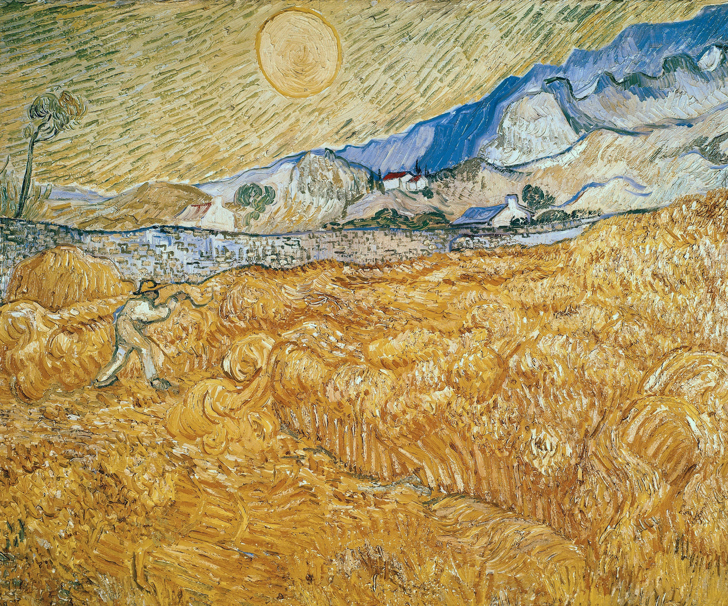 Wheat Fields with Reaper at Sunrise - Oil Painting Haven