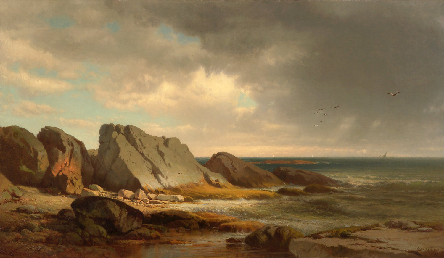 William Hart - Coastal Scene, 1865 - Oil Painting Haven