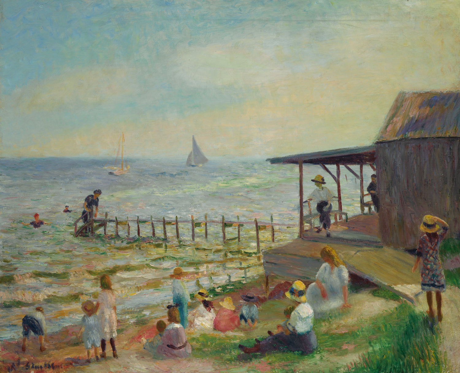 William James Glackens - Beach Side, 1912-1913 - Oil Painting Haven