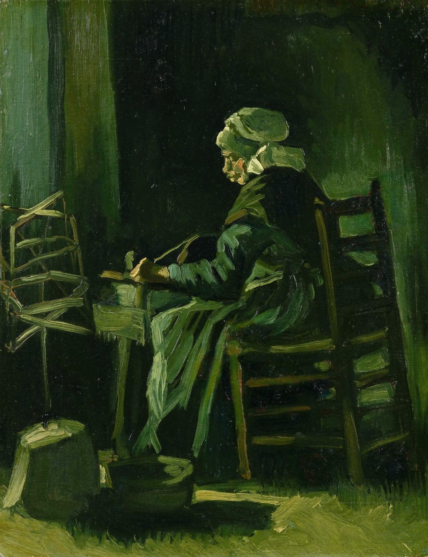 Woman Winding Yarn - Oil Painting Haven