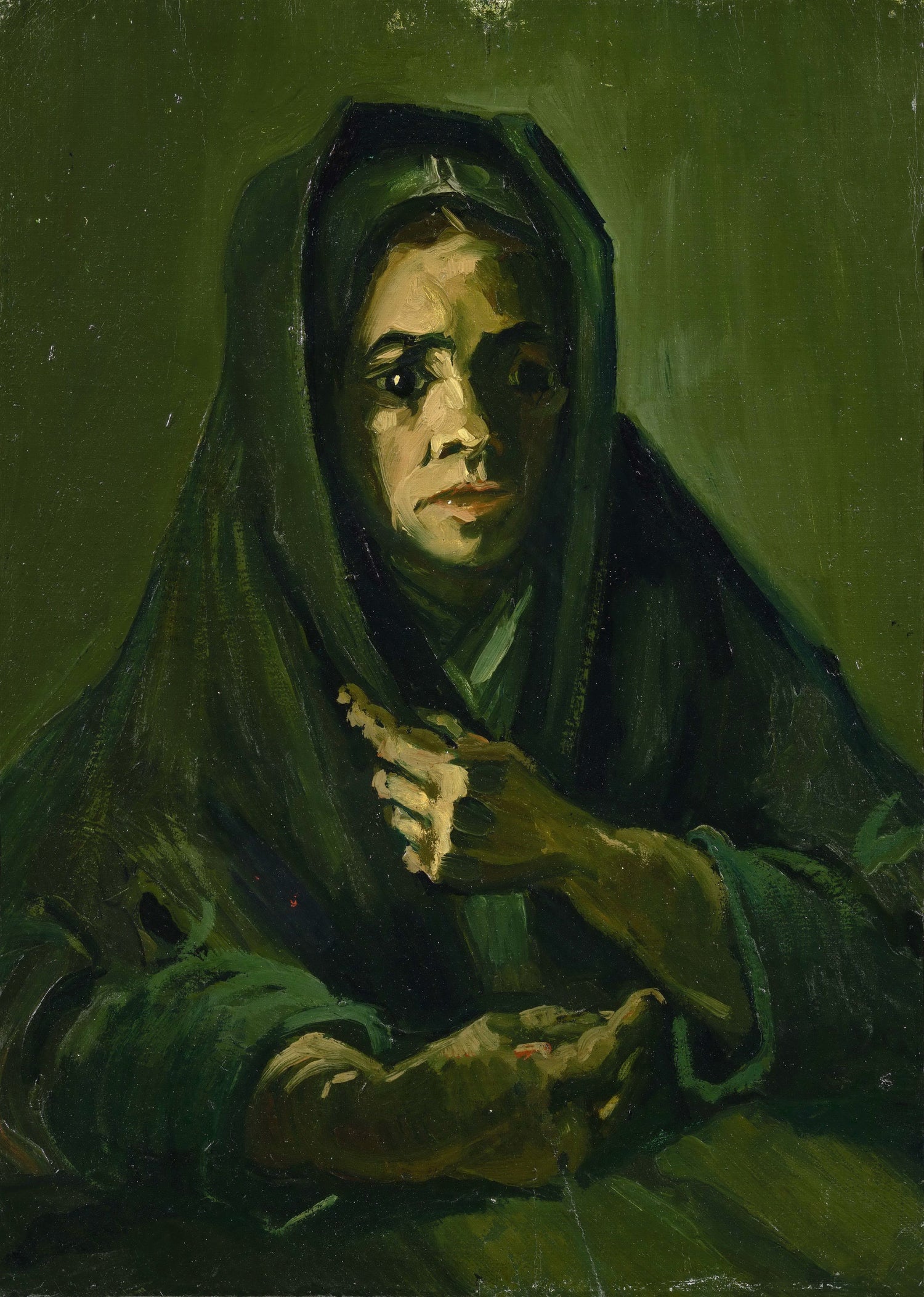 Woman with a Mourning Shawl - Oil Painting Haven