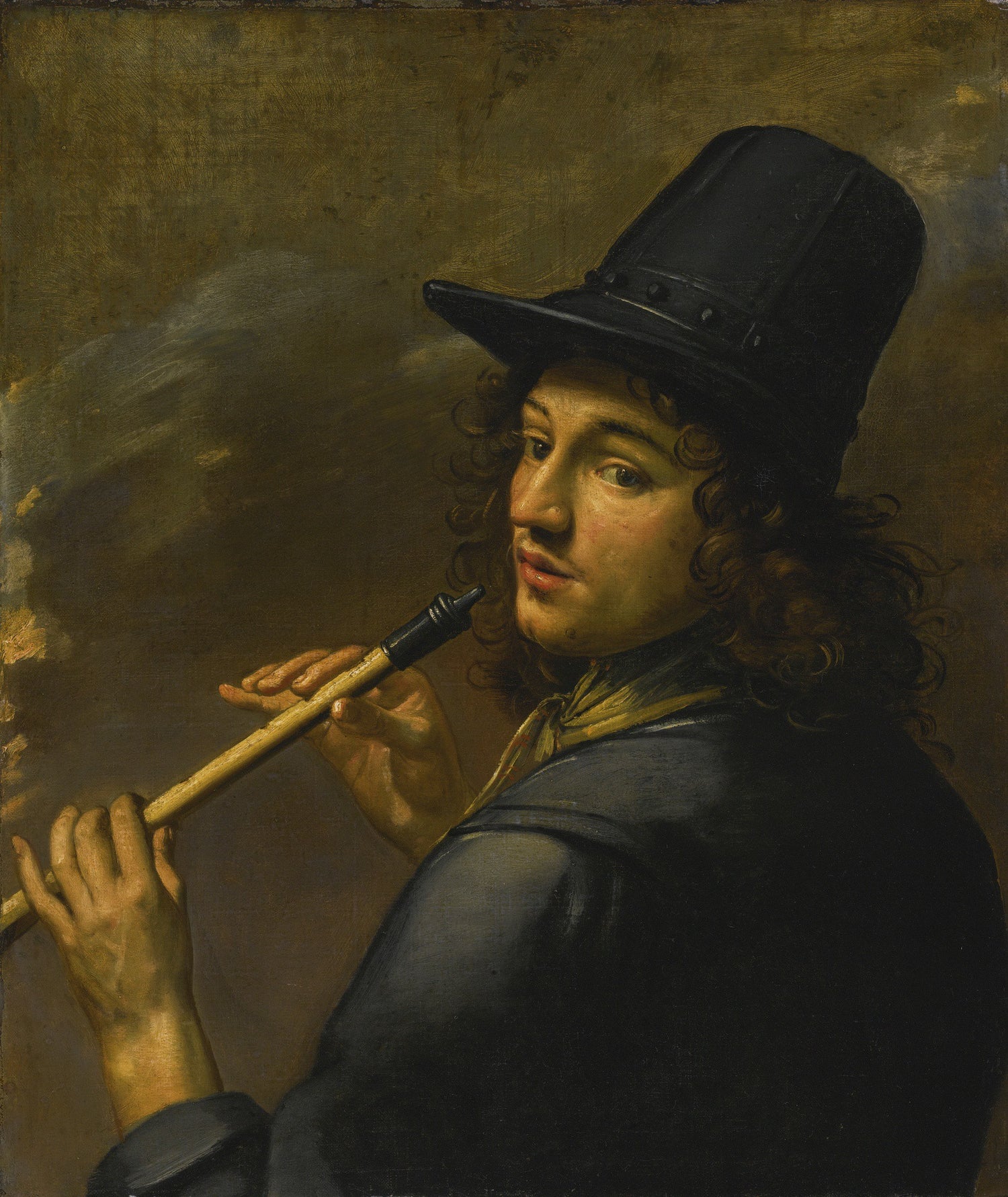 YOUNG MAN PLAYING A RECORDER - Oil Painting Haven