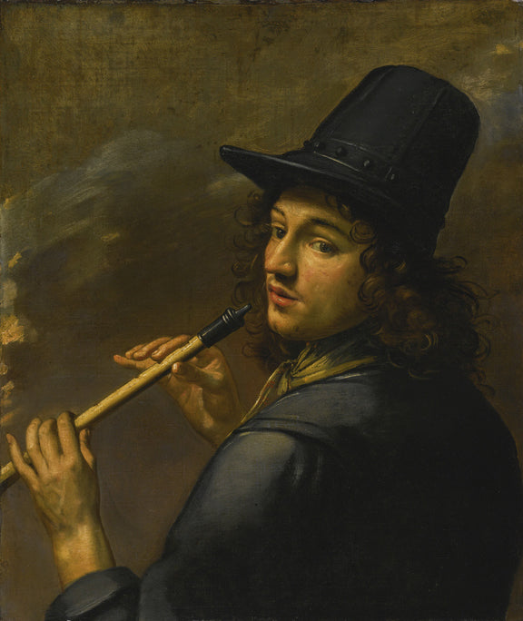 YOUNG MAN PLAYING A RECORDER - Oil Painting Haven Oil Painting Haven