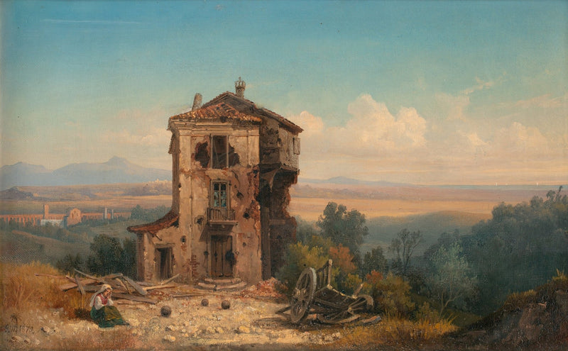 Abandoned Country House in Open Fields – Hand - Painted Landscape Oil Painting - Oil Painting Haven