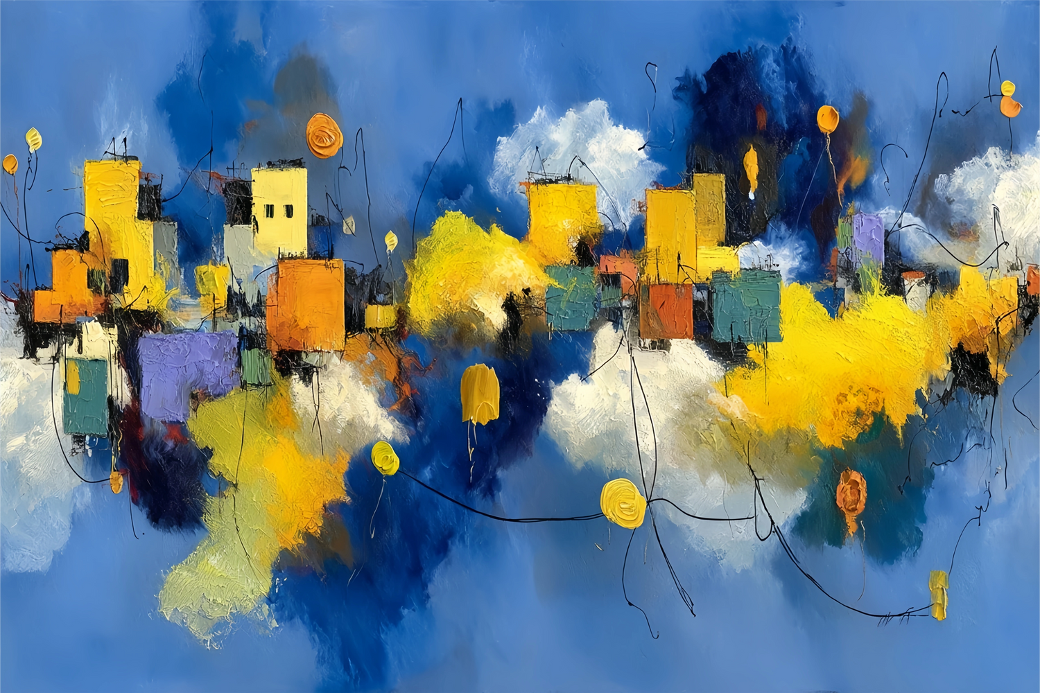 Abstract Cityscape Original Oil Painting For Sale | Modern Art - Oil Painting Haven