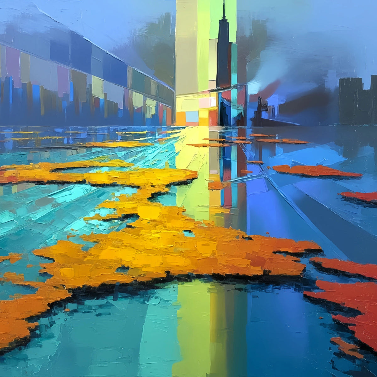 Abstract Cityscape Original Oil Painting For Sale | Urban Art - Oil Painting Haven