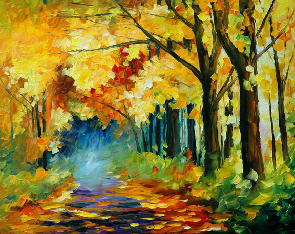 Abstract Landscape Oil Painting - Autumn Forest Scene - Oil Painting Haven