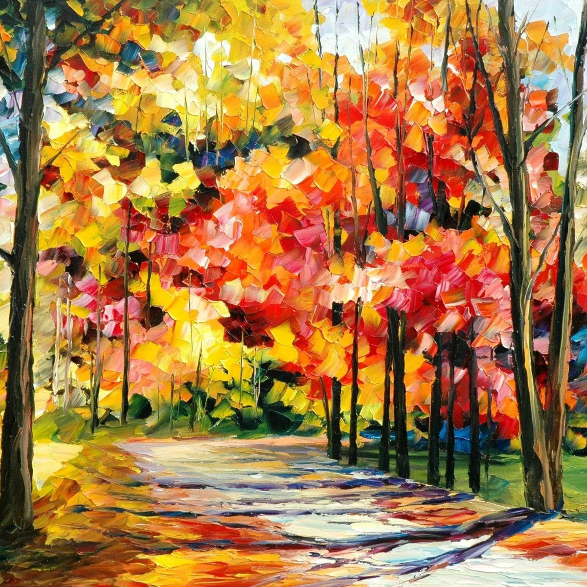Abstract Landscape Oil Painting - Autumn Forest Scene - Oil Painting Haven
