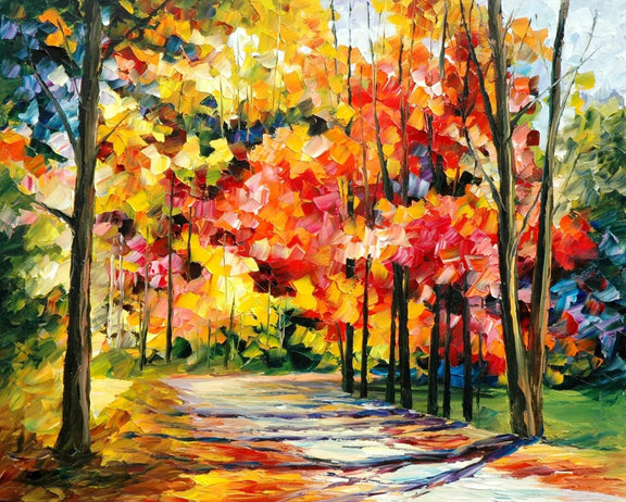 Abstract Landscape Oil Painting - Autumn Forest Scene - Oil Painting Haven