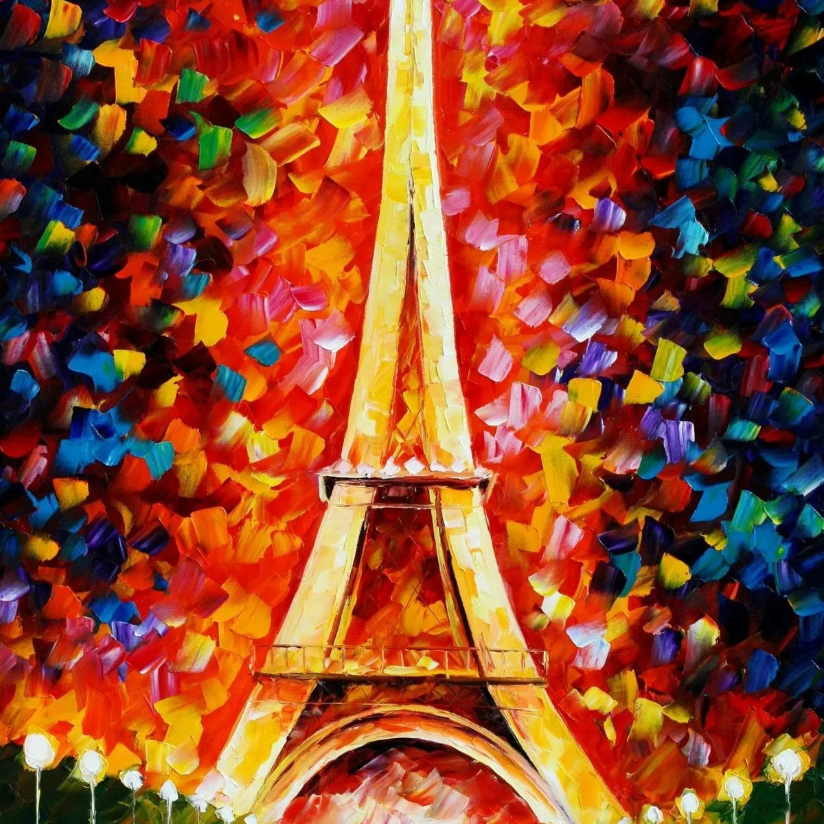Abstract Landscape Oil Painting - Eiffel Tower at Dusk - Oil Painting Haven