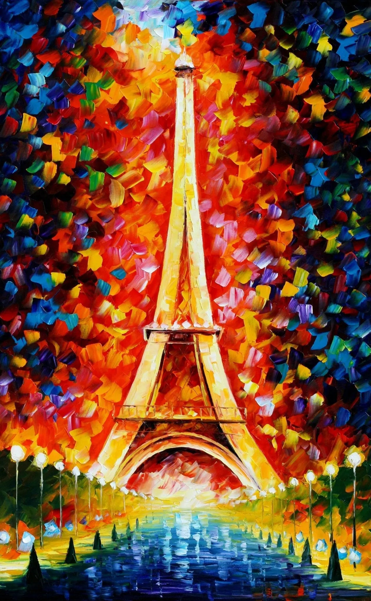 Abstract Landscape Oil Painting - Eiffel Tower at Dusk - Oil Painting Haven