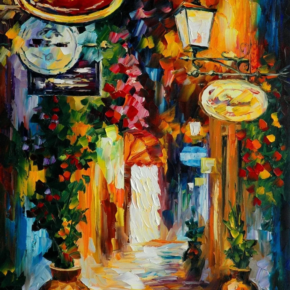Abstract Landscape Oil Painting - Floral Street Scene Art - Oil Painting Haven