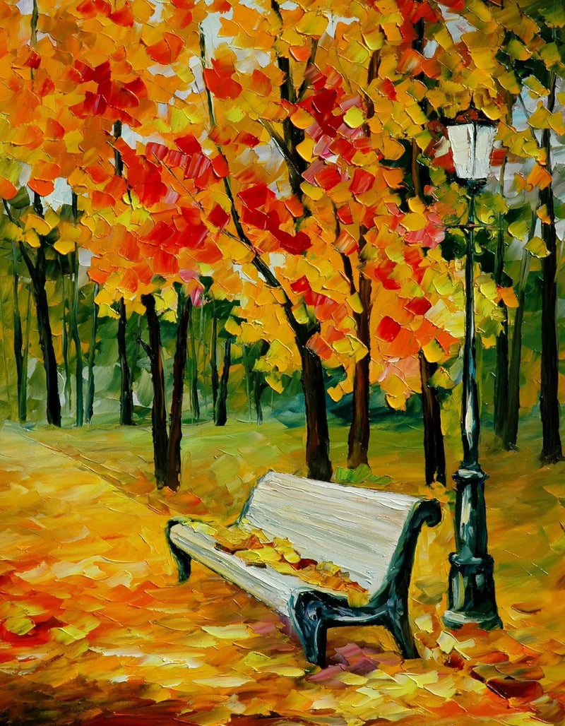 Abstract Landscape Oil Painting - Serene Autumn Park Scene - Oil Painting Haven