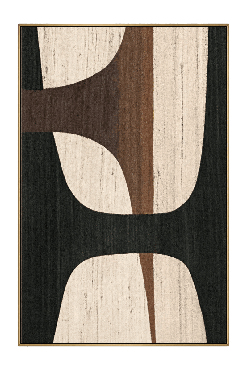 Abstract Oil Painting - Black and Brown Minimalist Geometric Art