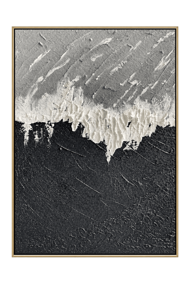 Abstract Oil Painting - Black, Gray and White Textured Wall Art