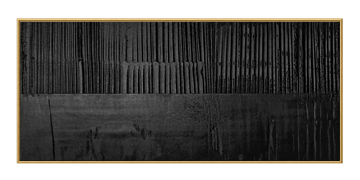 Abstract Oil Painting - Black Textured Minimalist Canvas Wall Art
