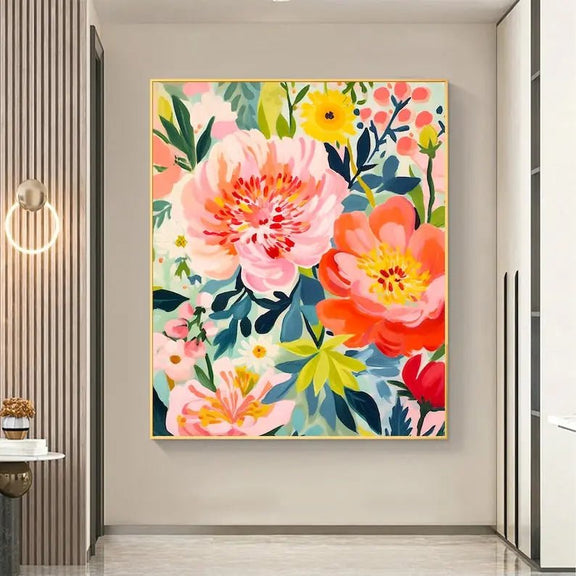 Abstract Oil Painting - Floral Bouquet in Bloom - Oil Painting Haven