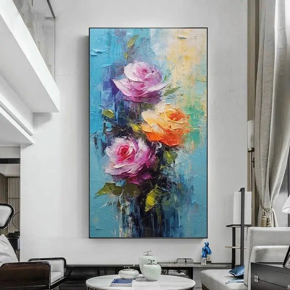 Abstract Oil Painting | Floral Bouquet in Vibrant Colors - Oil Painting Haven