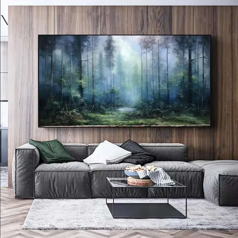 Abstract Oil Painting - Misty Forest Landscape for Wall Decor - Oil Painting Haven