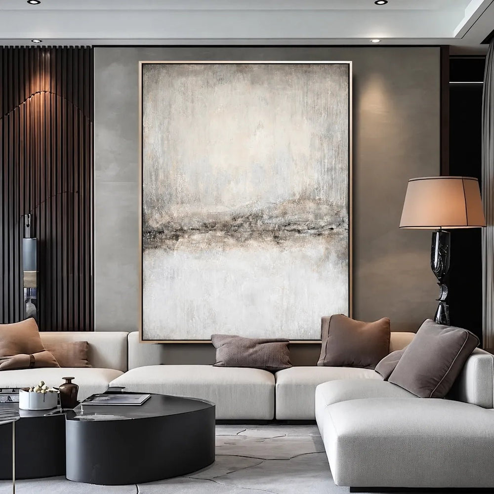 Neutral textured abstract oil painting for modern interiors