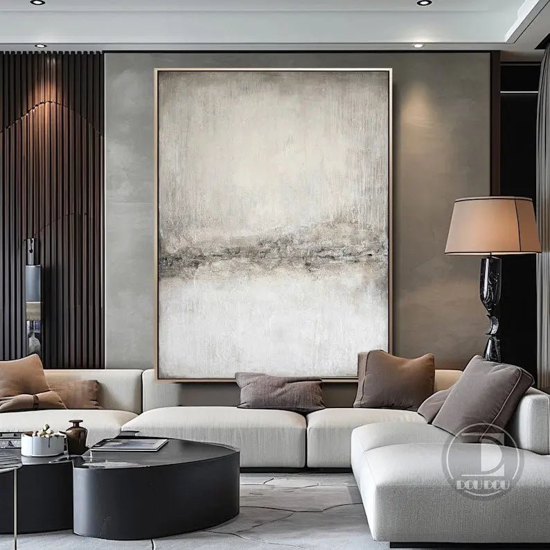 Abstract Oil Painting - Neutral Textured Wall Art for Modern Living Room Decor - Oil Painting Haven