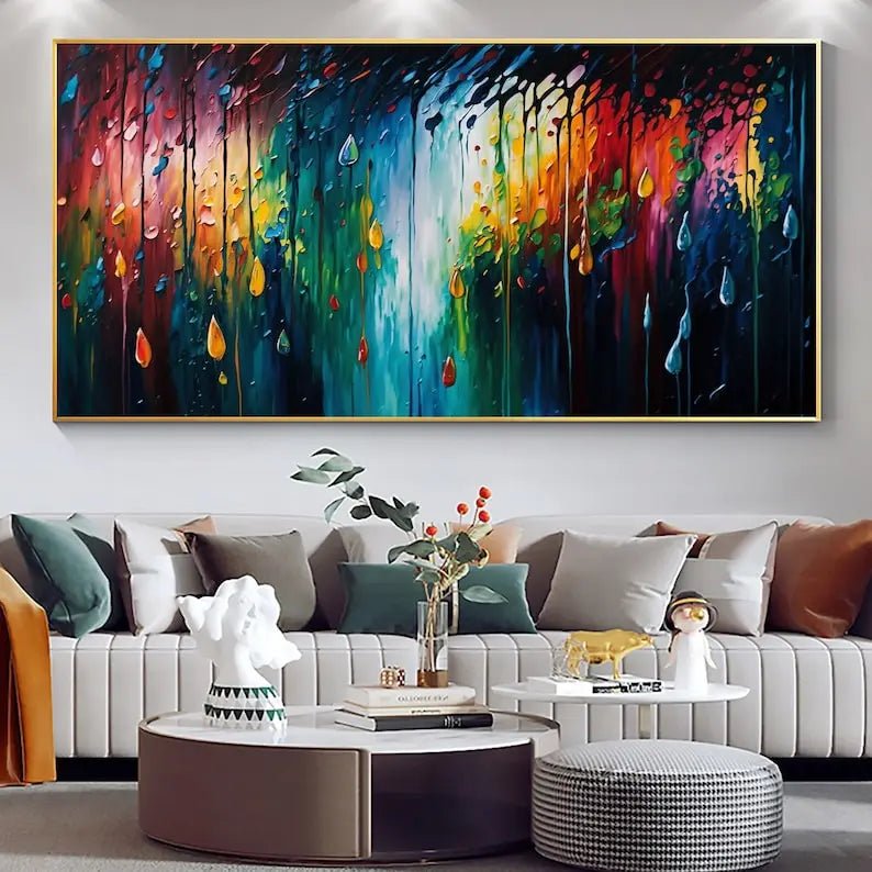 Abstract Oil Painting - Raindrop Color Splash Art - Oil Painting Haven
