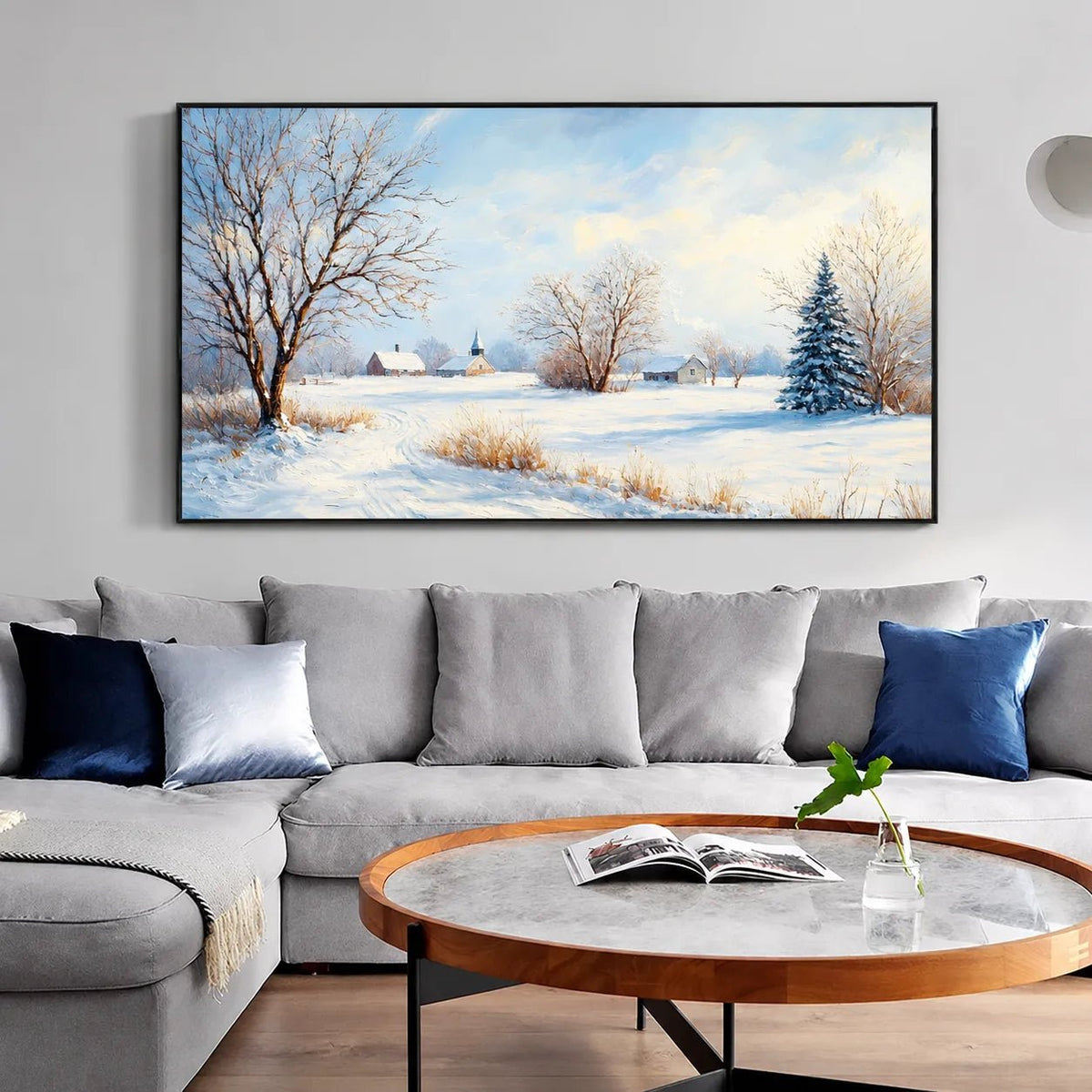 Pintura al óleo abstracta - Arte de pared de paisaje montañoso texturizado