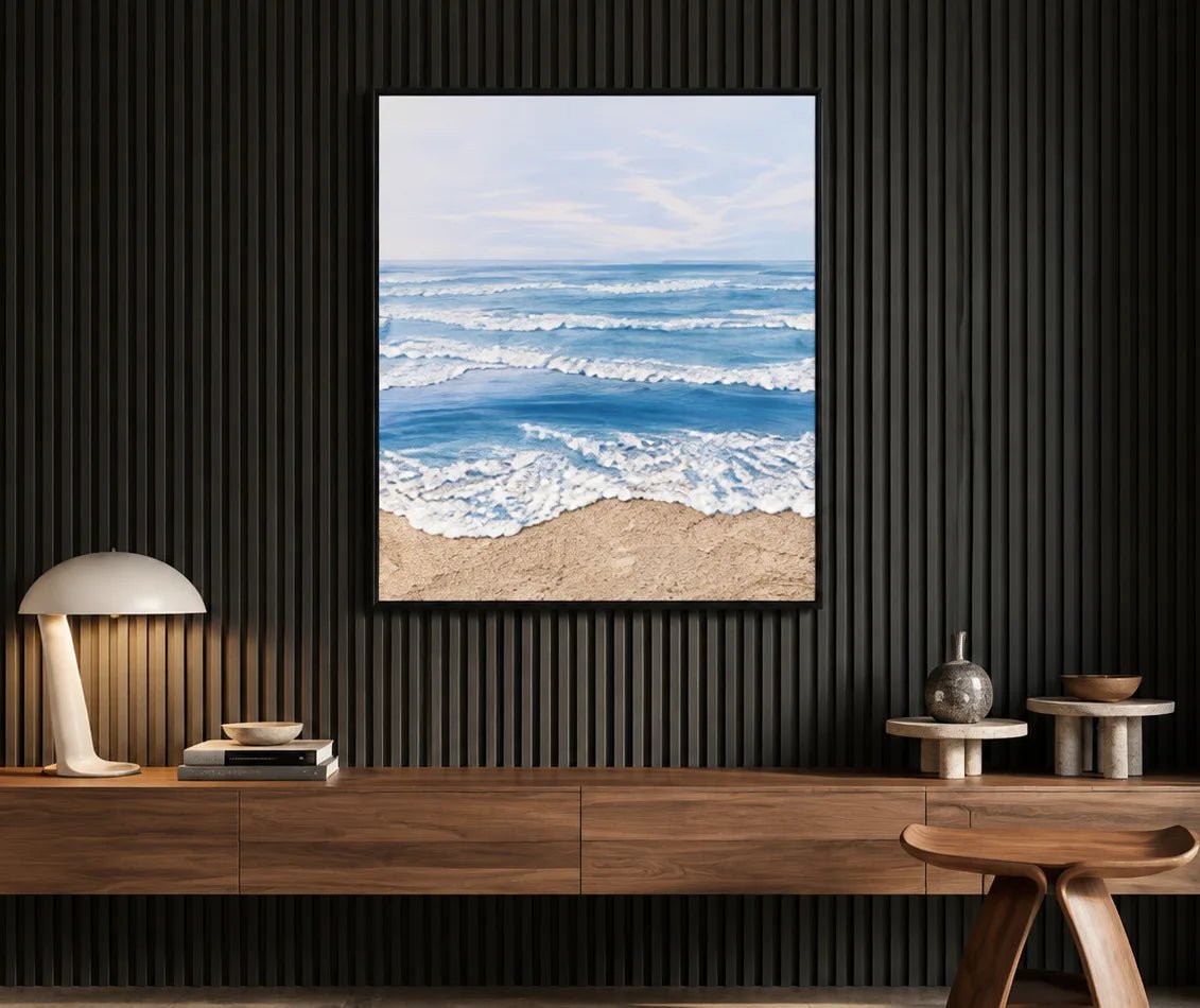 Peinture à l'huile abstraite de paysage - Rivière d'automne en forêt