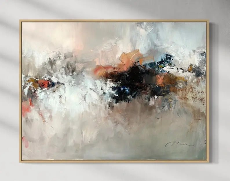 Abstract Oil Painting - Textured Neutral Landscape Art - Oil Painting Haven