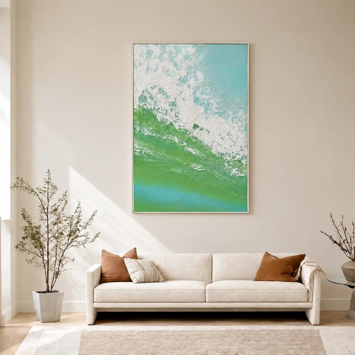 Peinture à l'huile abstraite de paysage - Rivière d'automne en forêt