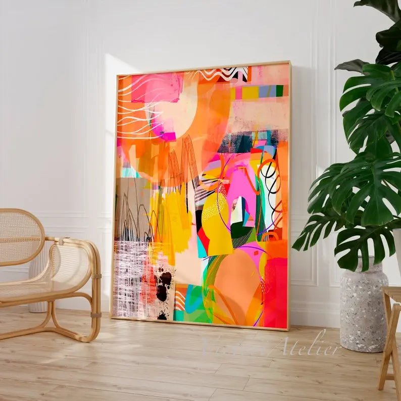 Abstract Oil Painting: Vibrant Colorful Modern Art for Interior Decor - Oil Painting Haven