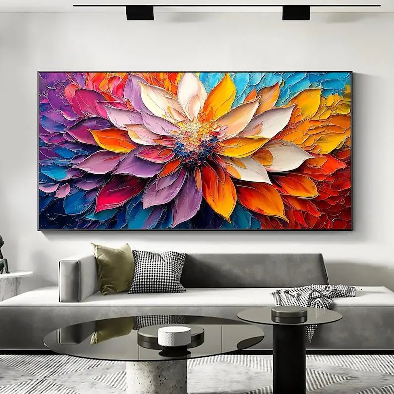 Abstract Oil Painting - Vibrant Multicolor Floral Wall Art - Oil Painting Haven