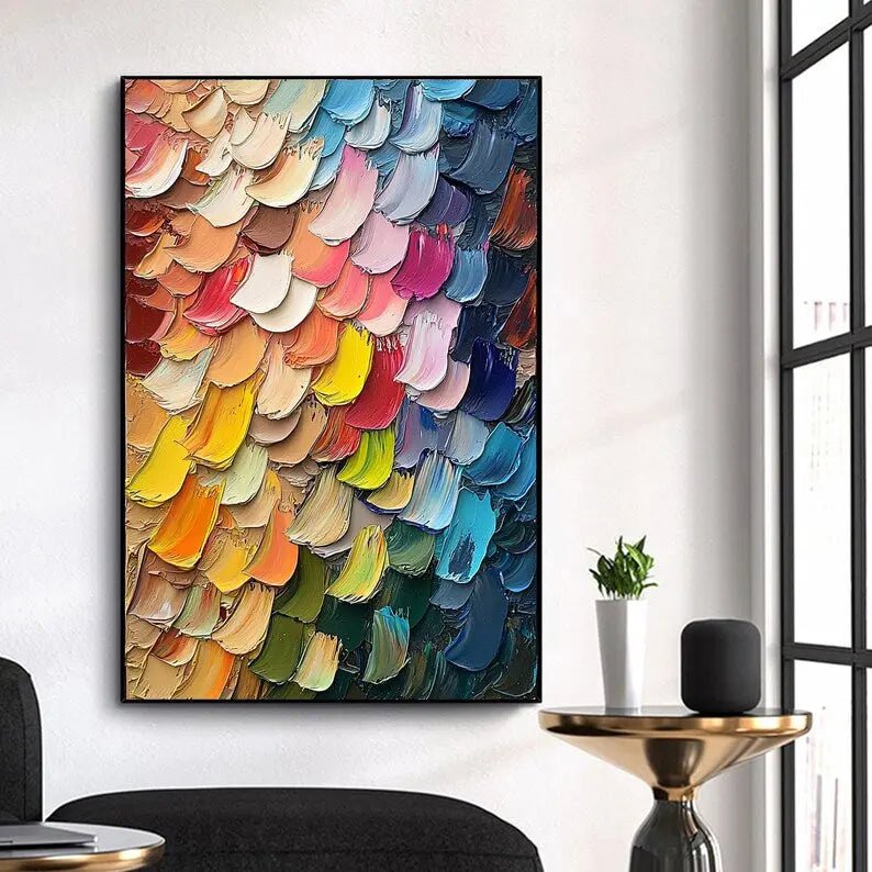 Abstract Oil Painting - Vibrant Multicolor Textured Wall Art - Oil Painting Haven