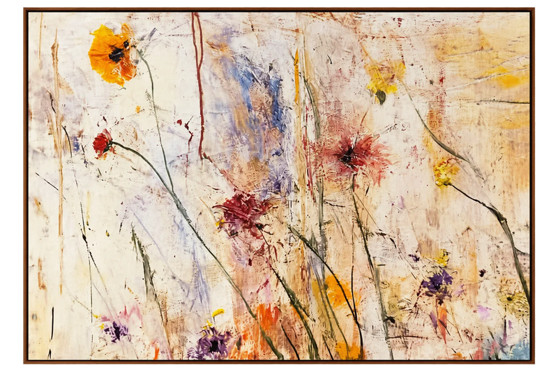 Abstract olieverfschilderij - Wit impasto berglandschap wandkunst