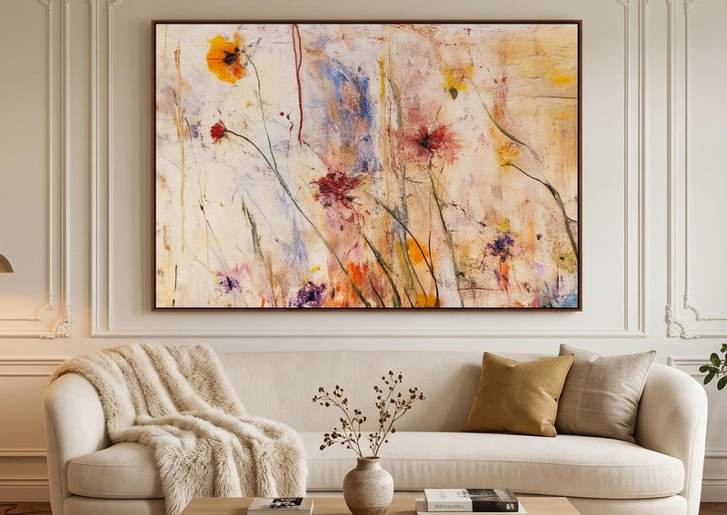 Abstract olieverfschilderij - Wit impasto berglandschap wandkunst