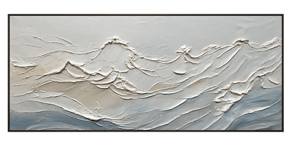 Abstraktes Landschaftsgemälde (Öl) – Herbstlicher Fluss im Wald