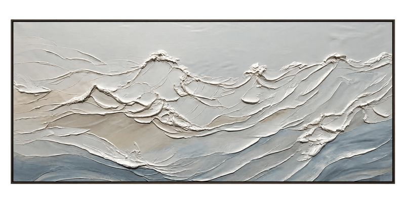Abstraktes Landschaftsgemälde (Öl) – Herbstlicher Fluss im Wald