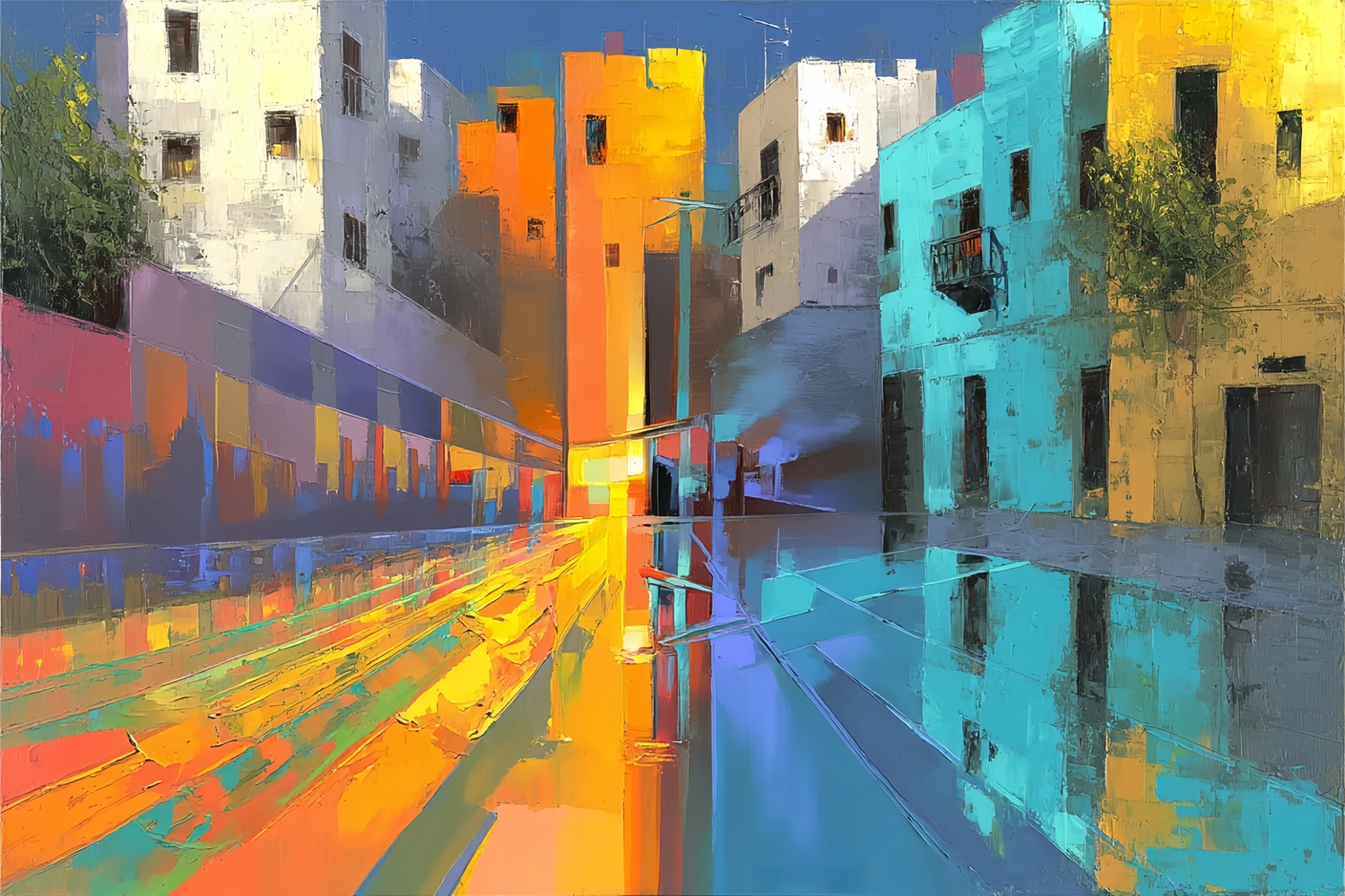 Abstract Urban Oil Painting For Sale | Modern Cityscape Art - Oil Painting Haven