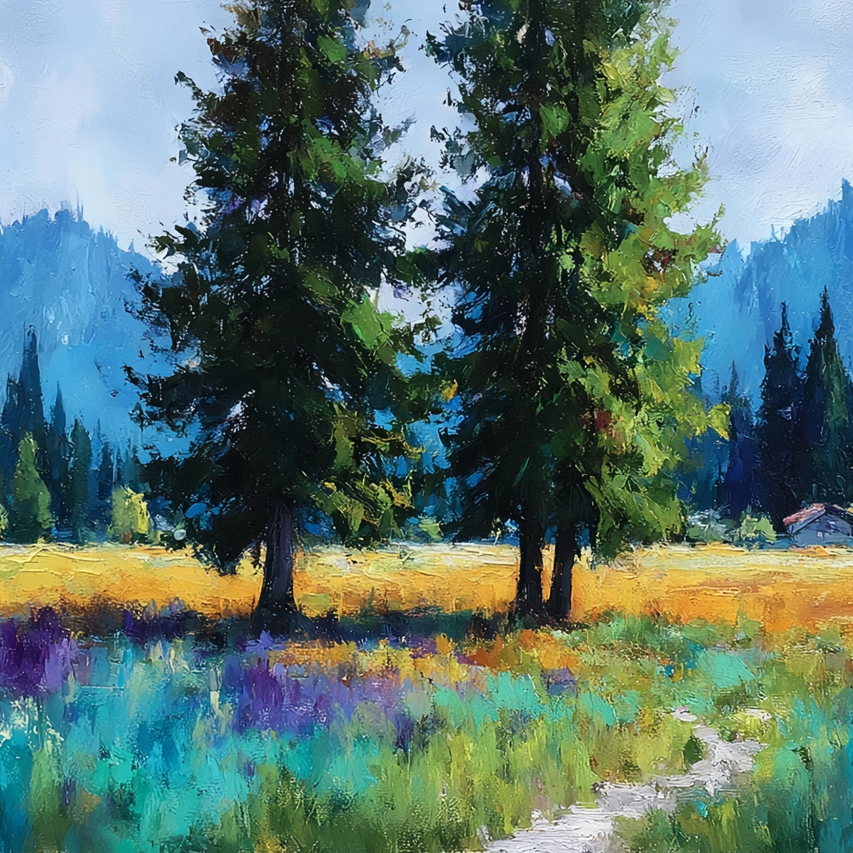Alpine Meadow Painting | Original Oil Paintings For Sale - Oil Painting Haven