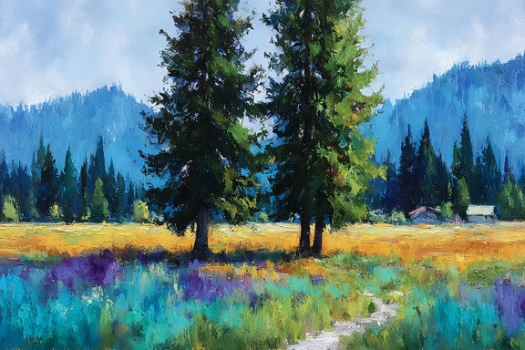Alpine Meadow Painting | Original Oil Paintings For Sale - Oil Painting Haven