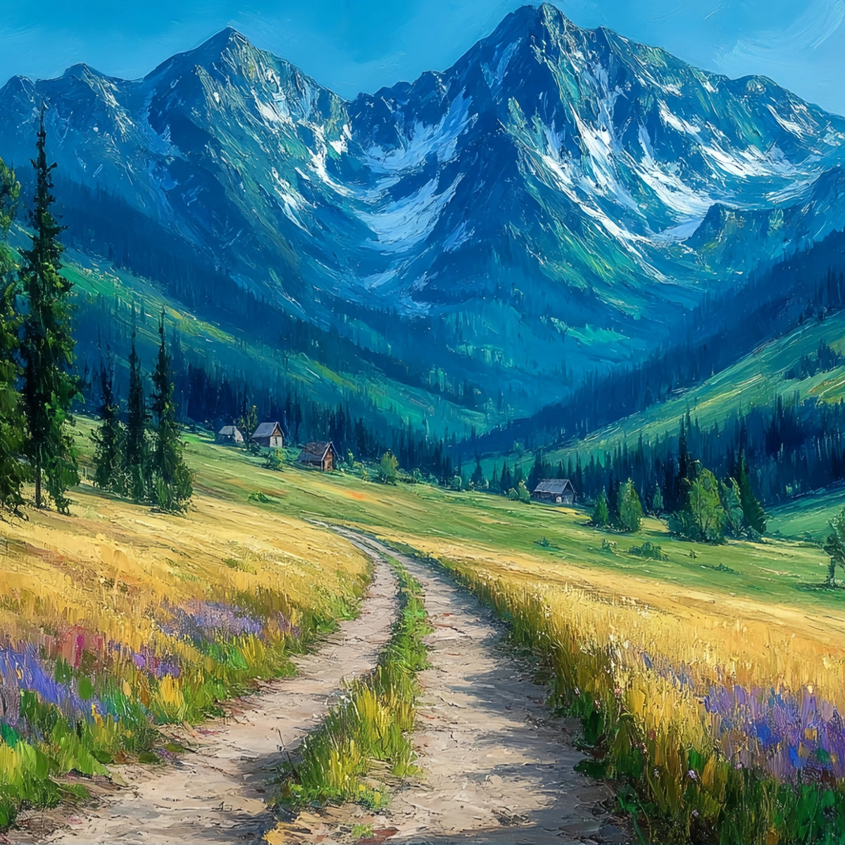Alpine Path Wildflowers Original Oil Painting For Sale - Oil Painting Haven